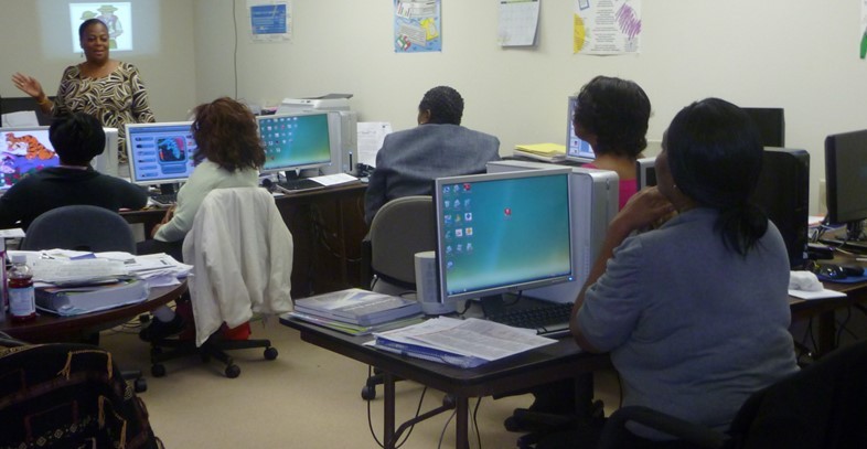 Students in a computer class